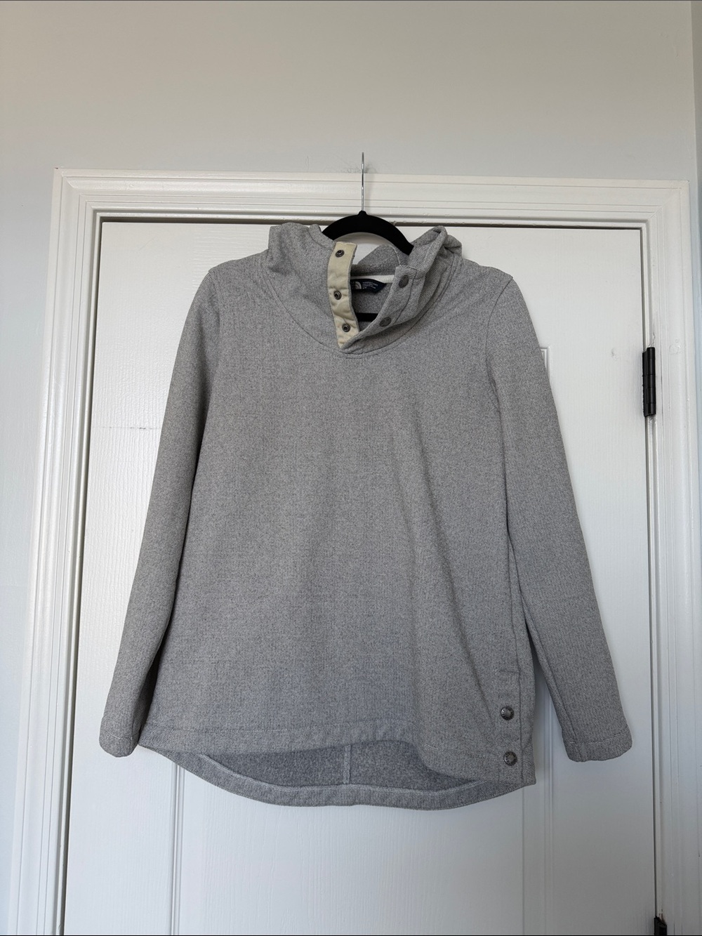The North Face Light Gray Snap-Accent Pullover Hoodie